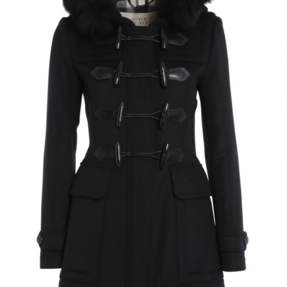 Burberry Brit Wool Pea Ciat with Fur. Size 2. GUC.